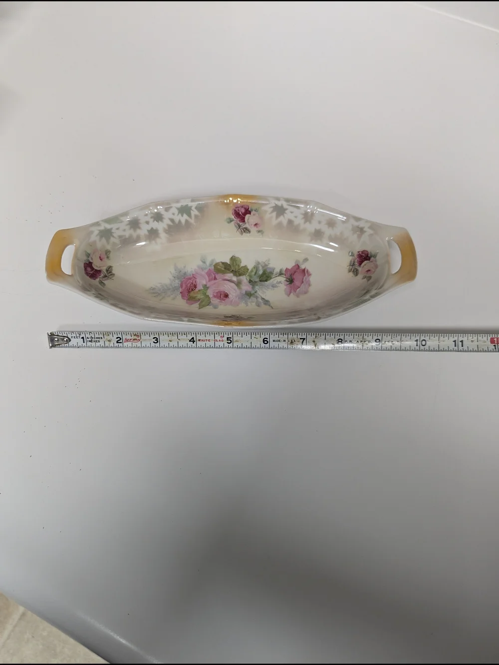 Porcelain Floral Serving Tray in Pink and Cream Made In Germany